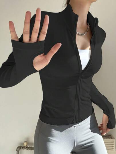 Professional Sports UV Protection Seamless Zipper Jacket For Women, Compression Fitness Gym Workout Yoga Top