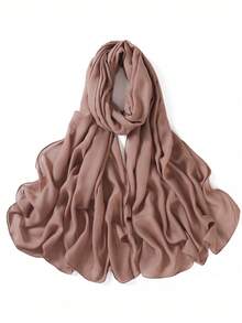 1条女士纯色细边围巾，休闲透气头巾，百搭披肩式头巾，四季皆宜。 - 彩色 - 查看 16