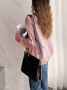 Alicedudu 女式简约百搭翻领半拉链套头毛衣，秋冬