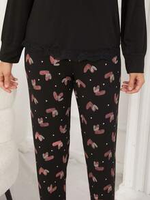 Spring/Autumn Heart Pattern Pajama Set, Women Casual Comfortable Loungewear Set, Fall Clothes - Multicolor - View 6