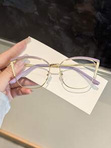 2pcs Vintage Metal Cat Eye Glasses Frames For Women, Suitable For Travel Accessories And Daily Outfit Decoration - Multicolor - View 4