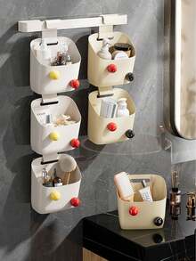 1pc Storage Basket Hanging Basket Dormitory Bedhead Bedside Storage Rack Multi Functional Wall Mounted Bathroom Storage Basket Top Storage Artifact - Multicolor - View 3