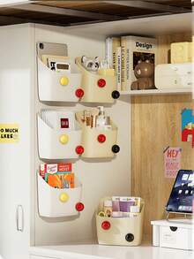 1pc Storage Basket Hanging Basket Dormitory Bedhead Bedside Storage Rack Multi Functional Wall Mounted Bathroom Storage Basket Top Storage Artifact - Multicolor - View 11