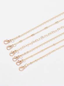 5 件不锈钢心形串珠多层手链套装，日常、工作、派对、男女通用的时尚配饰（珠子数量随机） - 金黃色 - 查看 3