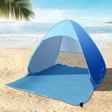 Carpa de playa con bolsa de almacenamiento, toldo portátil para sombra adecuado para playa, camping, pesca, picnic, actividades familiares al aire libre, fácil de montar, resistente al agua y a los rayos UV