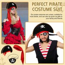 6 Pieces Black Pirate Eye Patch Eye Patches 3D Adjustable One Eye Skull Patch Pirate Captain Eye Patch For Adults Kids Skull Crossbone Eye Patch For Pirate Theme Party Christmas Decorations