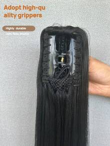 42英吋超長馬尾接髮，新款馬尾造型，女性夾入式髮片，長直髮，逼真馬尾，髮束，多功能髮飾，牢固夾入，快速造型方案，自然髮型，時尚假髮 - 黑色 - 查看 4