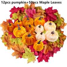 NetHong 12Pcs Fall Artificial Pumpkins Fake Velvet Pumpkin Autumn Halloween Party Decor - Multicolor - View 11