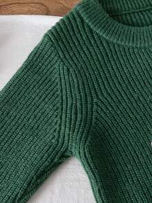 男童圣诞树刺绣针织套头衫，适合圣诞节、春秋冬 - 綠色 - 查看 6