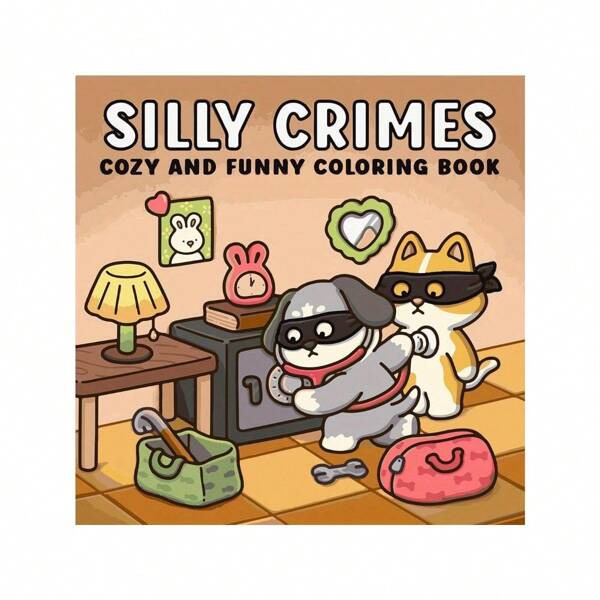1 pièce Livre de coloriage mignon d'animaux criminels, livre de coloriage pour adultes, contient des pages avec photographie de lapin, scène de crime, jeu de fléchettes, améliore l'interaction parent-enfant DIY, cadeau de relaxation, rentrée scolaire