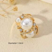 1 件优雅仿珍珠翼形设计戒指，适合日常佩戴 - 金黃色 - 查看 6