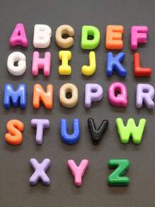 26 件时尚新款亚克力大孔英文字母珠子，适用于 DIY 手机挂绳、鞋饰、手工珠宝、节日礼物 - 亞克力大孔A---Z英文字母直孔串珠 - 查看 7