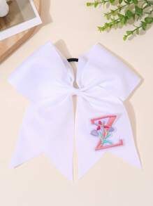 1pc 26Letters Back To School Customized Text Name Bow Hair Ring,Personalized Solid Color Embroidered 26 Letters Decoration Bow Hair Ring,Fashion Unique Hair Accessories For Girls Back To School Gifts, Daily Use - 彩色 - 查看 32