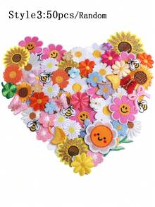 20 件/30 件/50 件/套蝴蝶结、向日葵、雏菊刺绣熨烫补丁,适用于 DIY 服装和配饰 - 帽子、牛仔裤、夹克等。独特可爱卡通刺绣贴花补丁 - 彩色 - 查看 16
