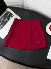 Vintage Red Sexy Bodycon Mini Skirt, High Waist Slimming A-Line Skirt For Women, Autumn