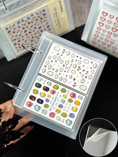 Large Capacity Nail Art Sticker Storage Album, Steel Plate Display Rack, Nail Salon Decor Props, Nail Photography Props, Nail Sticker Steel Plate Display Rack, Storage Card Album With 17 Inner Pages (Stickers Not Included)