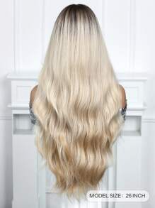 长波浪卷发带刘海 26 英寸渐变金色合成耐热假发 女士日常聚会度假旅行日常佩戴节日礼物 - 漸變金色 - 查看 6