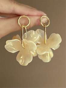 1 Pair Fashion Long Acrylic Floral Earrings, Jewelry Accessory For Women, Travel & Party