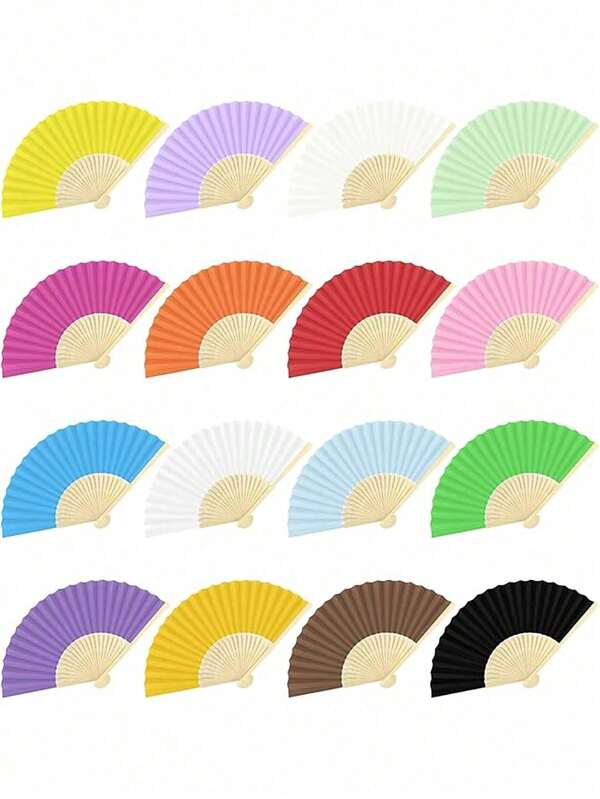 Abanico de papel plegable multicolor, abanico plegable para invitados de boda, accesorios de moda y regalos ideales, abanico publicitario, abanico de boda, props para fotos, props para actuaciones en el escenario, abanico de apoyo, abanico para actividades en equipo. Ventilador de mano portátil de plástico, decoración plegable para bodas chinas y japonesas, regalo sencillo y discreto