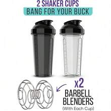 2-Pack 28oz/830ml Premium Shaker Bottles With 4 Stainless Steel Balls - Leakproof  Mixer Cups For Protein, Smoothies & Meal Replacement - Gym, Office, Travel & Home Use - Blue & Clear Combo With Measurement Marks - 底座-無LOGO - 查看 4
