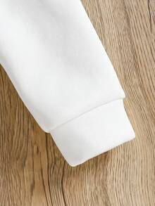 Toddler Letter Print Warm Crew Neck Sweatshirt And Pants Set - Black - View 6