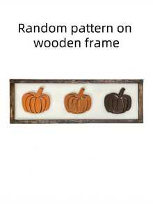 1 pieza Logotipo de calabaza de otoño de Halloween, estantería de madera con calabaza, decoración de cosecha - Decoración del hogar rural - Mural de gracia estacional para Halloween, cosecha y Navidad - Decoración de otoño para el hogar - Multicolor - Ver 8