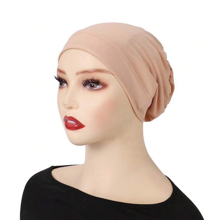 1 τεμάχιο γυναικείο μονόχρωμο χιτζάμπ, ελαστικά κλειστά μουσουλμανικά εσωτερικά καπέλα, αξεσουάρ μαντίλας χιτζάμπ για φόρεμα - Multicolor - Προβολή 15