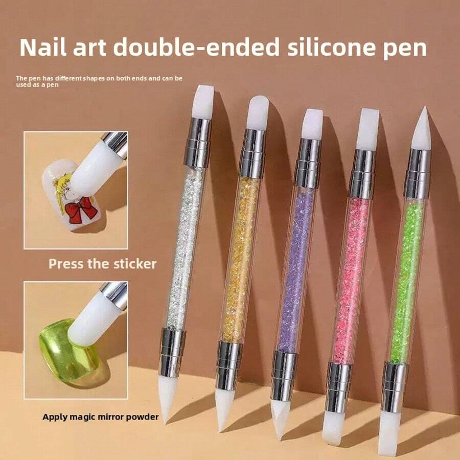 Double-Ended Silicone Nail Art Pen Press Wand Is A Multi-Functional Nail Art Tool For Applying Carved And Toning Glue - Multicolor - View 1