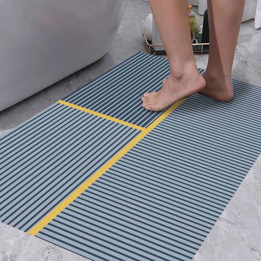 土耳其制造，珍珠数码防滑印花土耳其地毯 - AL4021，触感柔软，可水洗，带防滑毛毡背衬 - 现代装饰地垫，适用于客厅、卧室、浴室、走廊或玄关 - 5 种尺寸可选（40×60、50×120、50×160、50×80、60×100 厘米）。快干、吸水性能强，柔软舒适，设计舒适。室内外均可使用。 - 薄荷藍 - 查看 1