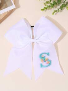 1pc 26Letters Back To School Customized Text Name Bow Hair Ring,Personalized Solid Color Embroidered 26 Letters Decoration Bow Hair Ring,Fashion Unique Hair Accessories For Girls Back To School Gifts, Daily Use - 彩色 - 查看 10