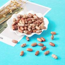 100pcs/Bag Mixed Color Pattern Vintage Bag Flower Printed Bead Jewelry Accessories Multi-Specification Printed Flower Wood Bead Pattern Painted Loose Beads, Diy Beaded Necklace Jewelry Decoration With Accessories - Wooden Beads - View 2