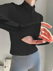 Professional Sports UV Protection Seamless Zipper Jacket For Women, Compression Fitness Gym Workout Yoga Top