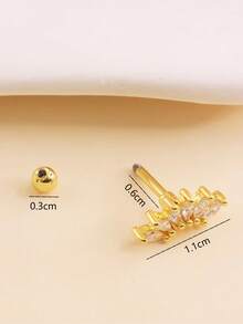 1pc Cubic Zirconia Stud Earring - Yellow Gold - View 9