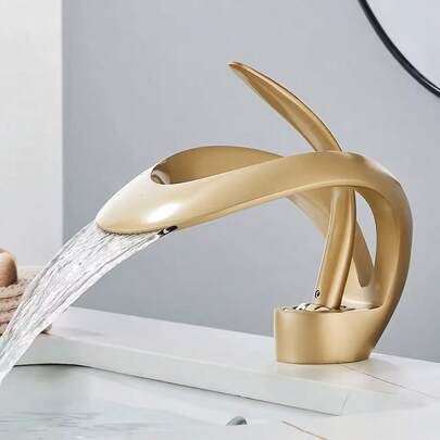 Miscelatore per acqua calda e fredda, rubinetto per lavabo, cascata, foro singolo, maniglia singola