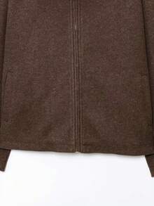 Camellia New Autumn/Winter Women's American Minimalist Street Fashion Zip Decor Lapel Jacket Spring - Coffee Brown - View 11