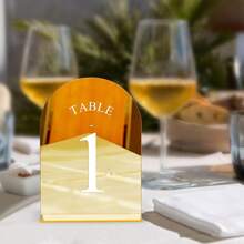 10pcs Gold Mirror Acrylic Table Numbers 1-10 With Holder, Gold Arch-Shaped Acrylic Table Sign Holder Suitable For Wedding Reception, Party, Event, Birthday