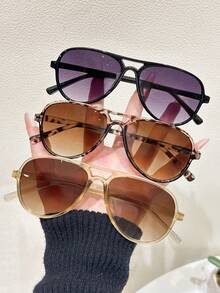3pcs Women Aviator Frame Personalized Delicate Ins Chic Street Style Simple Women Fashion Glasses Combination For Street-Photography, Outdoor Casual Activities, Weekend Outfit, Driving, Fishing Decoration - 混色 - 查看 5