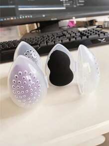 1/3/5pcs Of Cosmetic Sponge Storage Box, Porous Moisture-Proof Transparent Beauty Sponge Holder, Puff Cosmetic Egg Cover, Travel Portable Breathable Storage Box,For Holiday Beach, Bathroom Collection, Bedroom Collection, Large Capacity