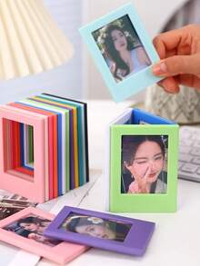 1pc Refrigerator Magnet, 3-Inch Photo Frame, DIY Foldable Magnetic Plate, 3-Inch Magnetic Display Frame, Mini Card Magnetic Photo Frame, Suitable For School Supplies, Back To School Season - Multicolor - View 10