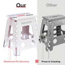 2 Pack 40 Cm Folding Step Stools, 2025 Upgrade Folding Stool With Safety Lock & Rotary Handle, Foldable Stool With 150 Kg Weight Capacity, Non-Slip For Kitchen, Bathroom, Camping, Garden & Horse - Beige - 深灰色 - 查看 3