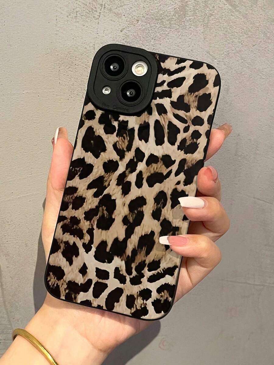 Cheetah,Leopard Print 1pc Black Leopard Print Pattern TPU Shock-Proof Full Coverage Phone Case Compatible With Apple 16, 15, 14, 13, 12, 11 Pro Max Waterproof Anti-Fall Scratch Resistant - Multicolor - View 1