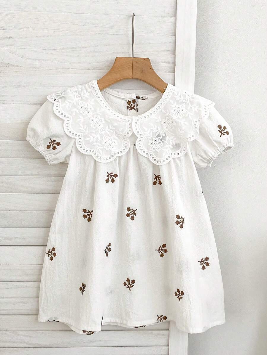 女童夏季短袖荷叶边公主裙，可爱儿童休闲连衣裙