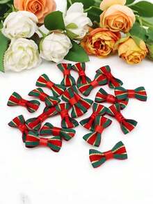 30pcs Mini Handmade Satin Ribbon Bows, Christmas Tree Decor Mini Bow Ornaments, Twisted Bow Decorations, Suitable For DIY Crafts Sewing Party Decorations, Christmas Tree Wedding Party Hanging Decor Sewing, Scrapbooking, Wedding, Gifts, Christmas Decorations, Christmas Packaging Ornaments
