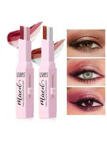 USHAS, Gradient Eyeshadow Stick Set, Two-Color Eyeshadow Makeup Pen Rotating Flash Radiation Eyeshadow Stick, Waterproof And Sweat-Proof Long-Lasting Women's Eye Makeup Eyeshadow Stick Set, Valentine's Day Gift - #03 - Xem 2