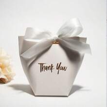 3 pezzi Scatola regalo in carta premium bianca con nastro, elegante: scatola regalo in carta con scritta dorata "Grazie" | Nastro raffinato | Perfetto per Natale, matrimoni, baby shower e altro ancora, per forniture scolastiche, ritorno a scuola