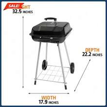 17.5" Charcoal Grill On Wheels, Mobile Grill For Parties, Camping, Picnics