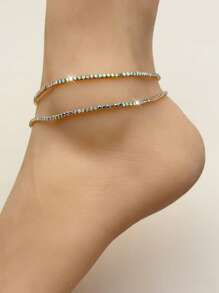 G-S Bling Blings Kette Fußkettchen Hochzeitsfotografie Requisiten Funkelndes Knöchel Armband Bollinger Bollingen Göttin AB Bunte elastische Imitations Knötchen Kette - Funkelnde Glasperlen, langanhaltend elastisches Design für Frauen, eleganter Party- und Alltagsschmuck