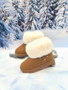 1双2025新款男童防滑防水软底保暖内衬厚雪地靴，注意：鞋子尺码偏小1码