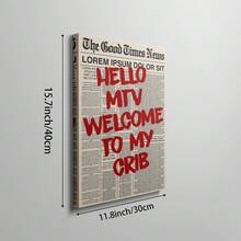 Tranh treo tường "Chào mừng đến với ngôi nhà ấm cúng của tôi" (1 tấm), in trên vải canvas, dòng chữ biểu tượng của MTV, trang trí hài hước, phù hợp cho phòng ngủ, phòng khách, văn phòng, phong cách áp phích báo chí cổ điển, có thể chọn không khung hoặc có khung, món quà tuyệt vời dành cho phái nữ. - Nhiều màu - Xem 13