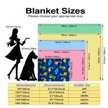 Kids Dinosaur Print Plush Blanket, Air Conditioning Blanket, Sofa Cover Blanket, Suitable For Home, Office, Outdoor, Camping, Travel, Air Conditioning Nap Blanket - Multicolor - View 5